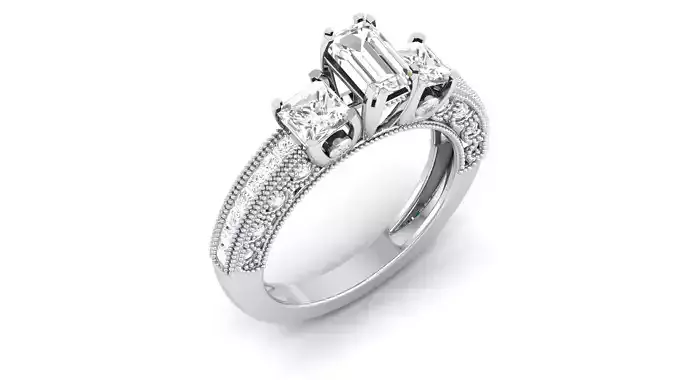 Solitaire Wedding Engagement Emerald Stone  Bridal Ring 3D print model