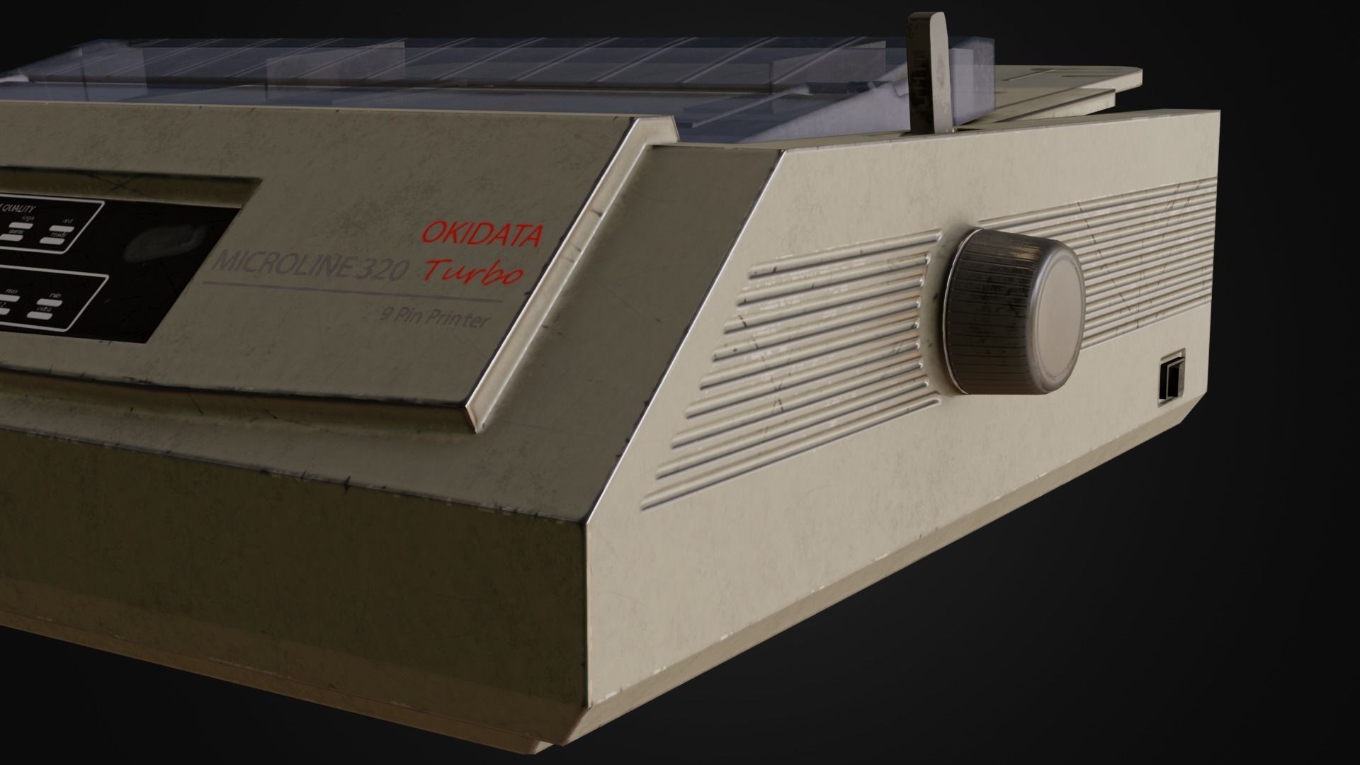 Old printer from 90s okidata Low-poly 3D model_4