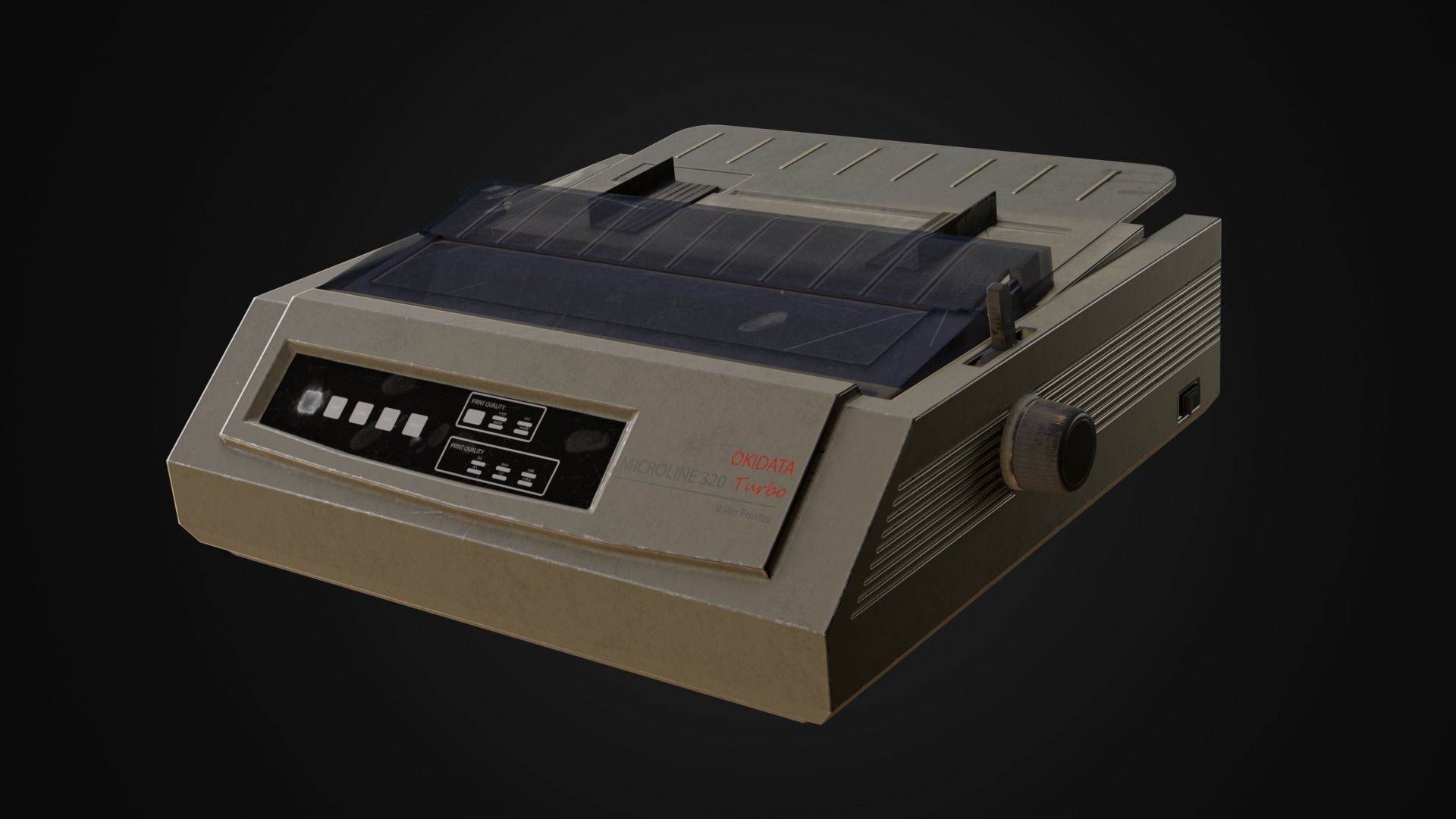 Old printer from 90s okidata Low-poly 3D model_1