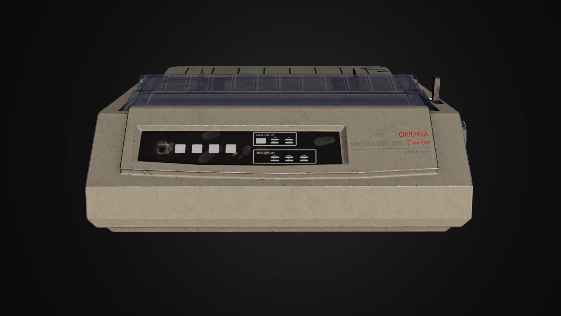 Old printer from 90s okidata Low-poly 3D model_2