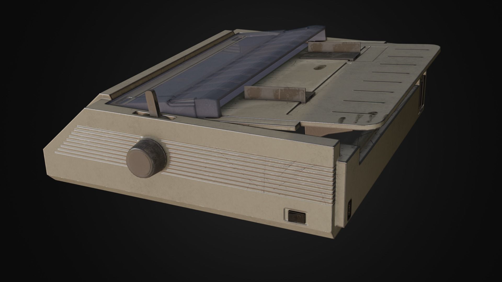 Old printer from 90s okidata Low-poly 3D model_3