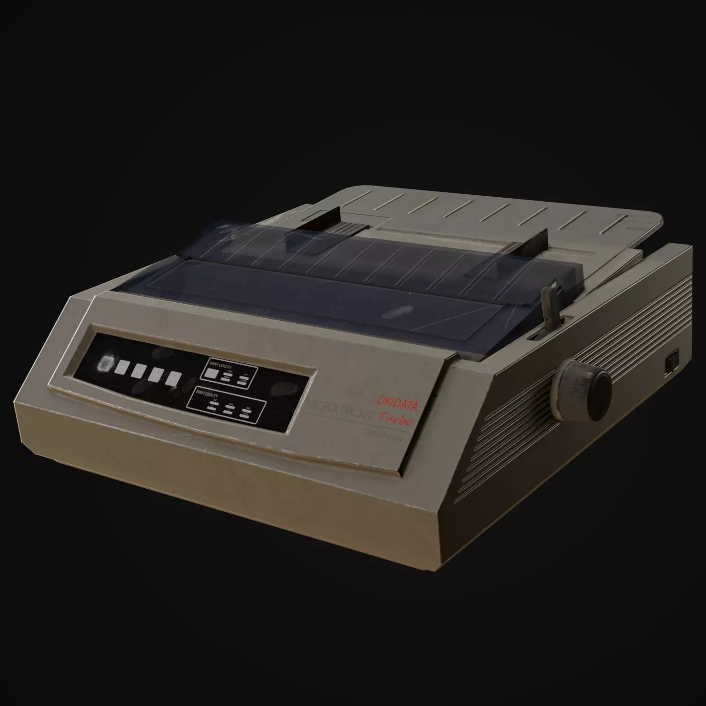 Old printer from 90s okidata Low-poly 3D model_0