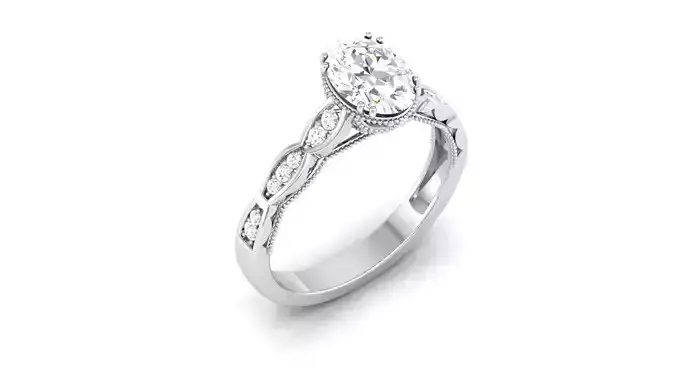 Solitaire Wedding Engagement Ring Oval Stone  Bridal Ring