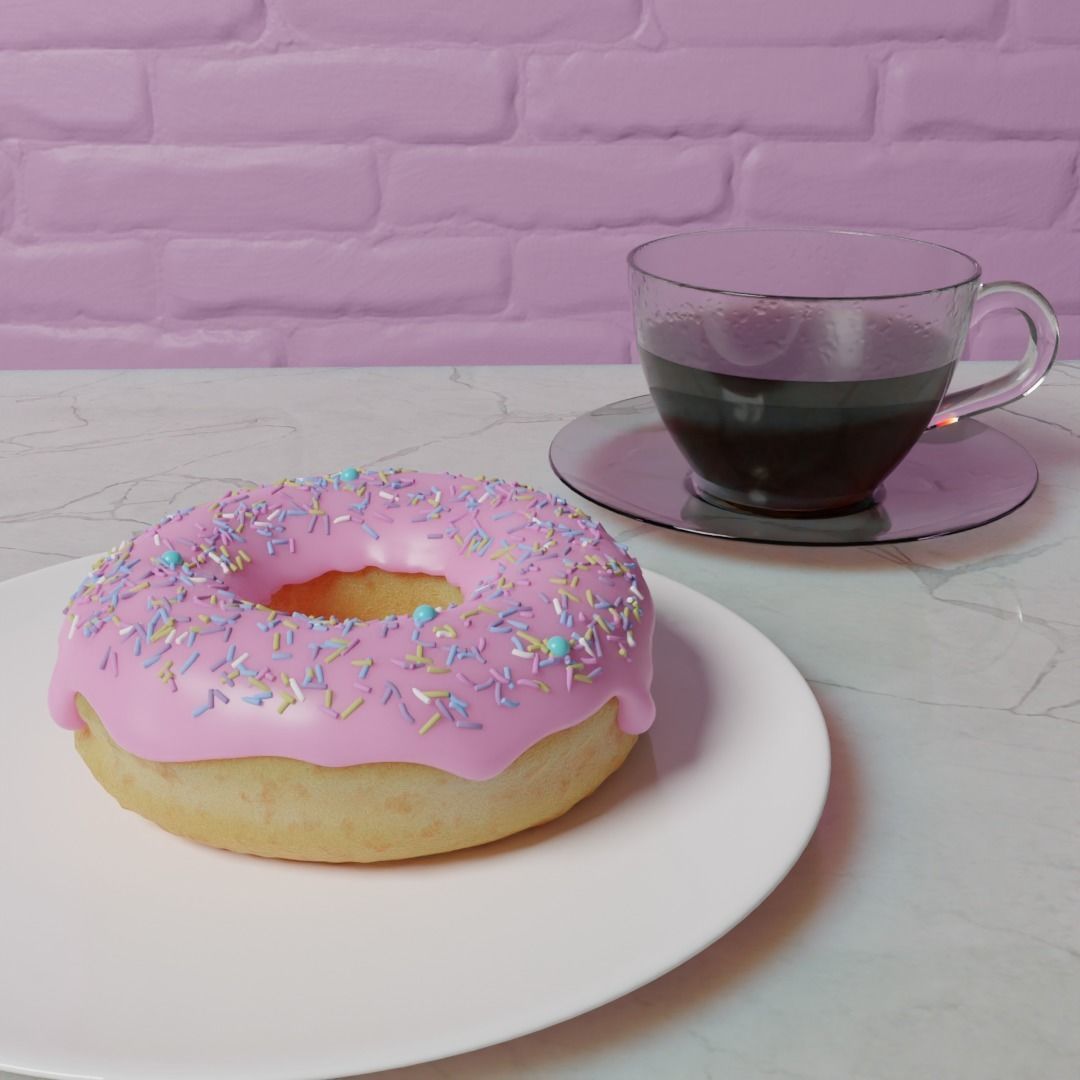 Donut and Coffee Cup 3D Model Free 3D model_1