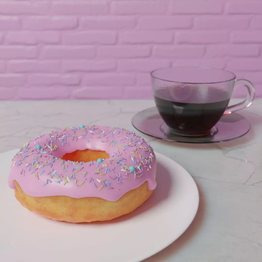 Donut and Coffee Cup 3D Model Free 3D model_0
