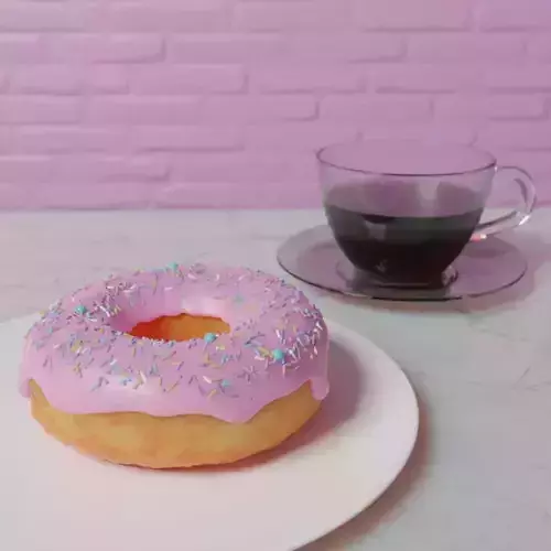 Donut and Coffee Cup 3D Model