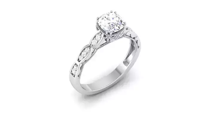 Solitaire Wedding Engagement Ring Cushion Bridal Ring