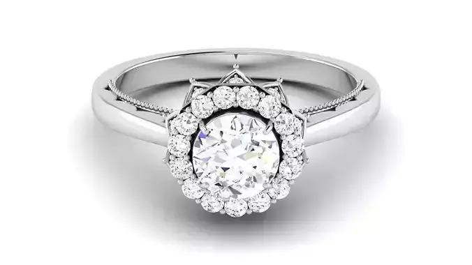 Solitaire Wedding Engagement Halo Ring  Bridal Ring