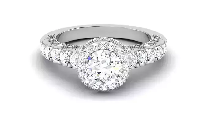 Solitaire Wedding Engagement Halo Ring  Bridal Ring