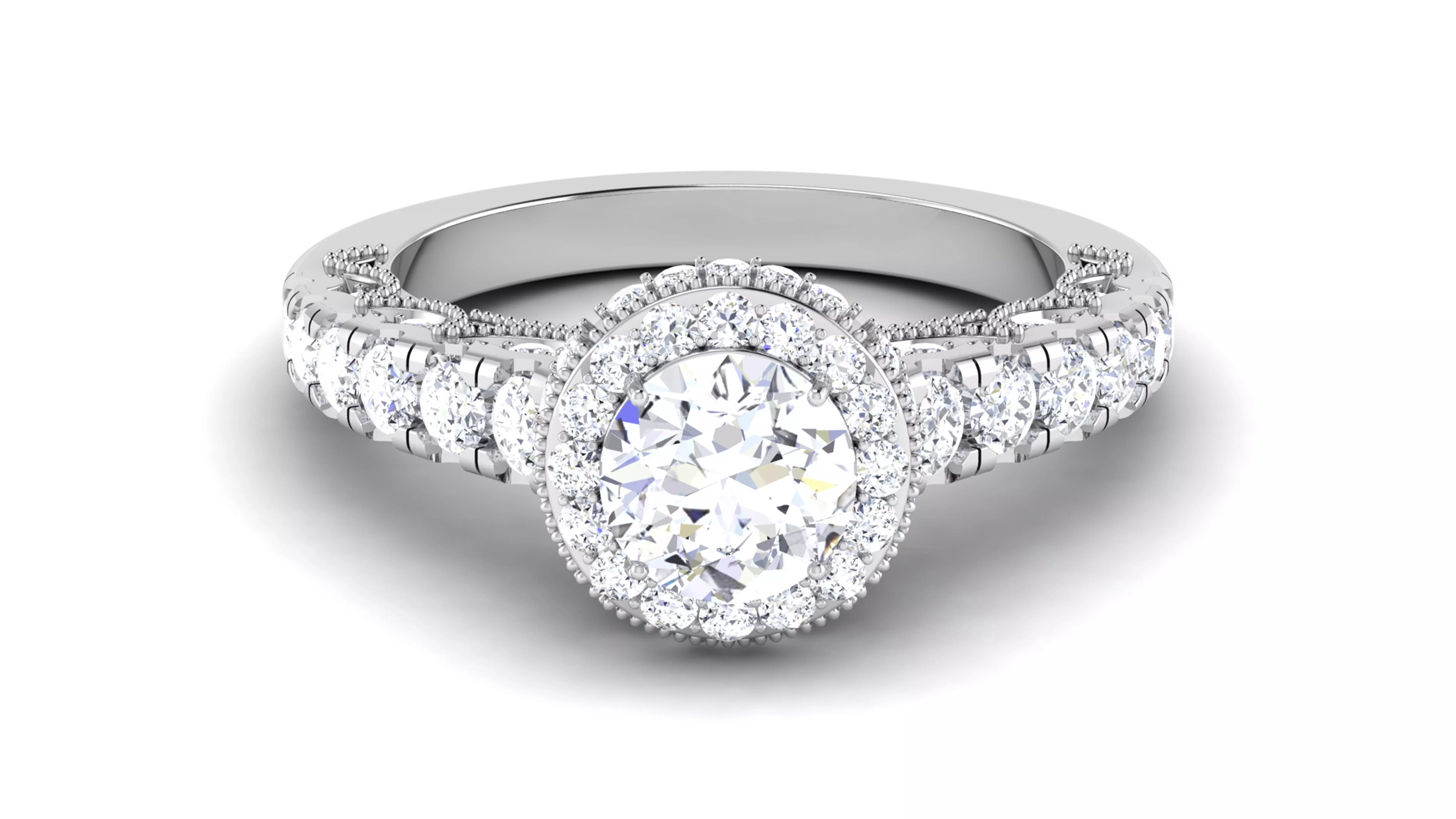 Solitaire Wedding Engagement Halo Ring  Bridal Ring 3D print model_0