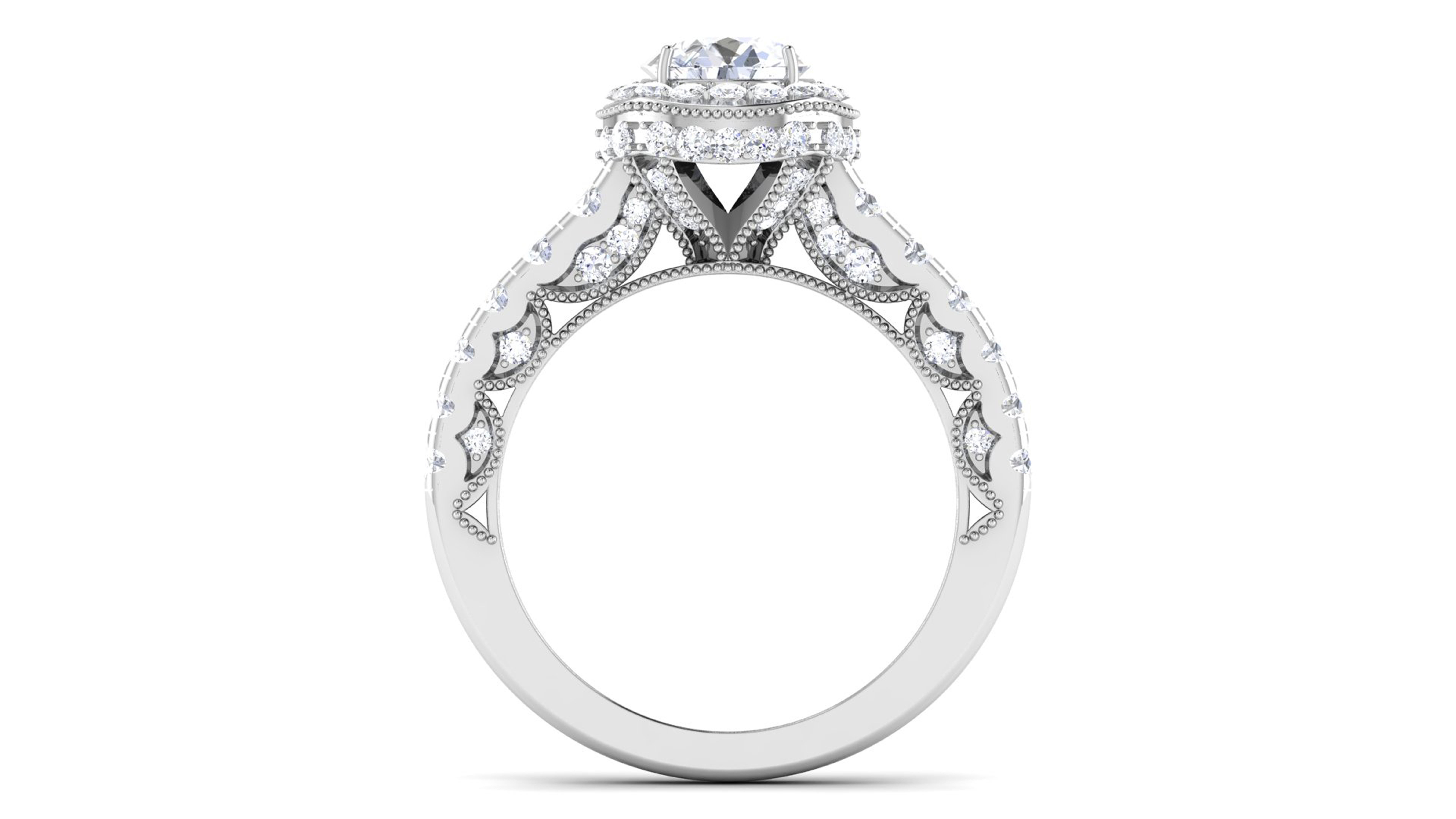 Solitaire Wedding Engagement Halo Ring  Bridal Ring 3D print model_1