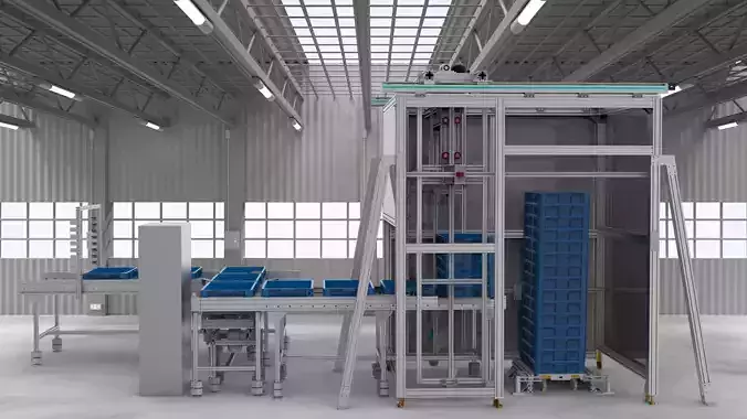 Plastic box stacking conveyor