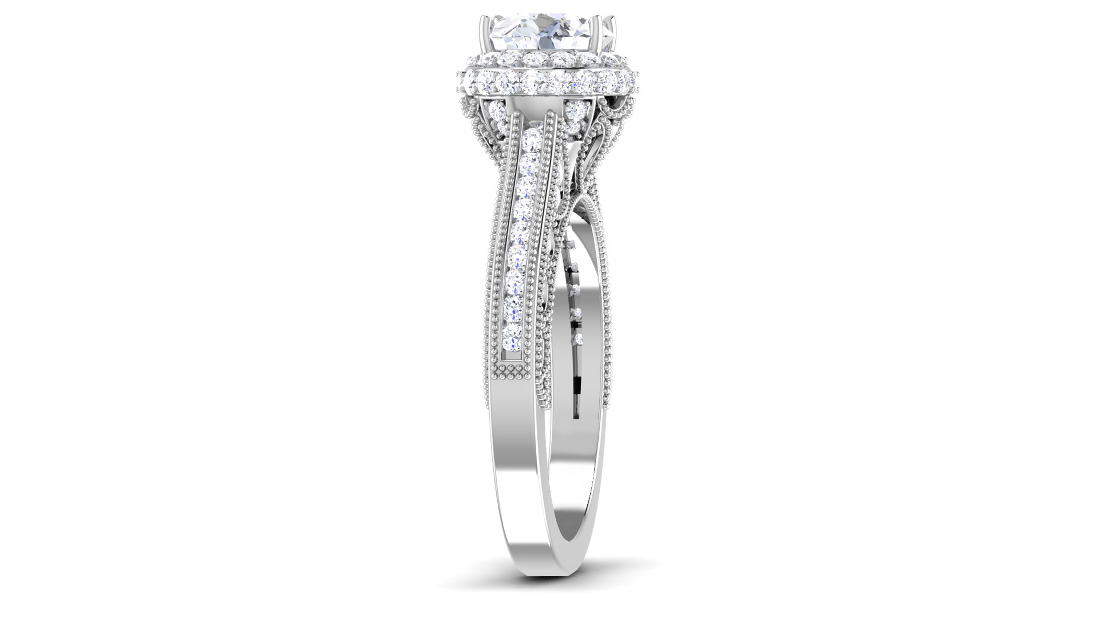 Solitaire Wedding Engagement Halo Ring Bridal Ring 3D print model_2