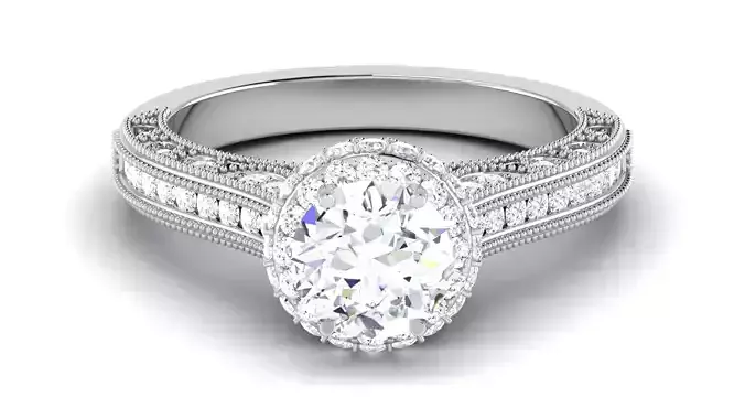 Solitaire Wedding Engagement Halo Ring  Bridal Ring