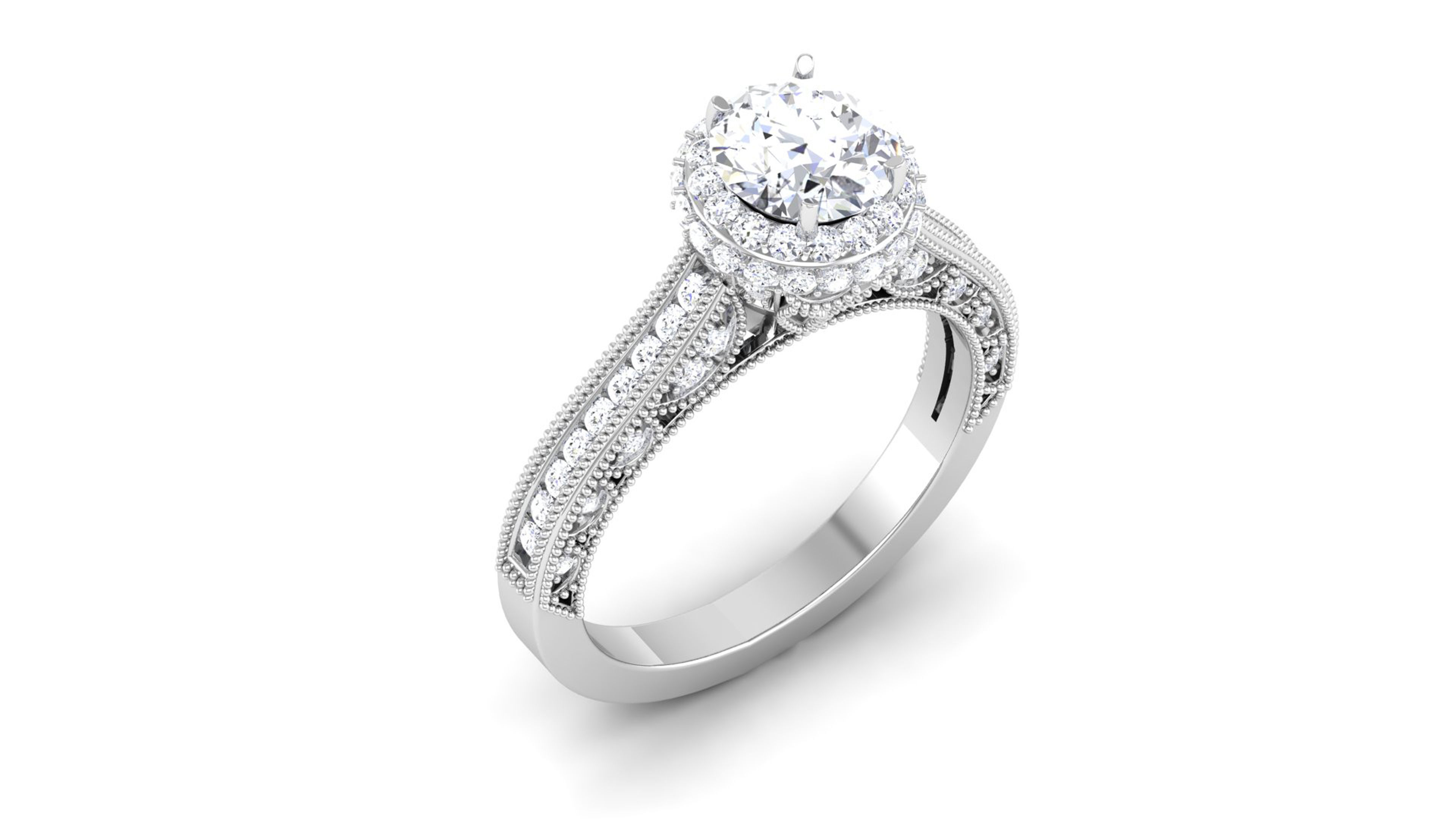 Solitaire Wedding Engagement Halo Ring Bridal Ring 3D print model_1