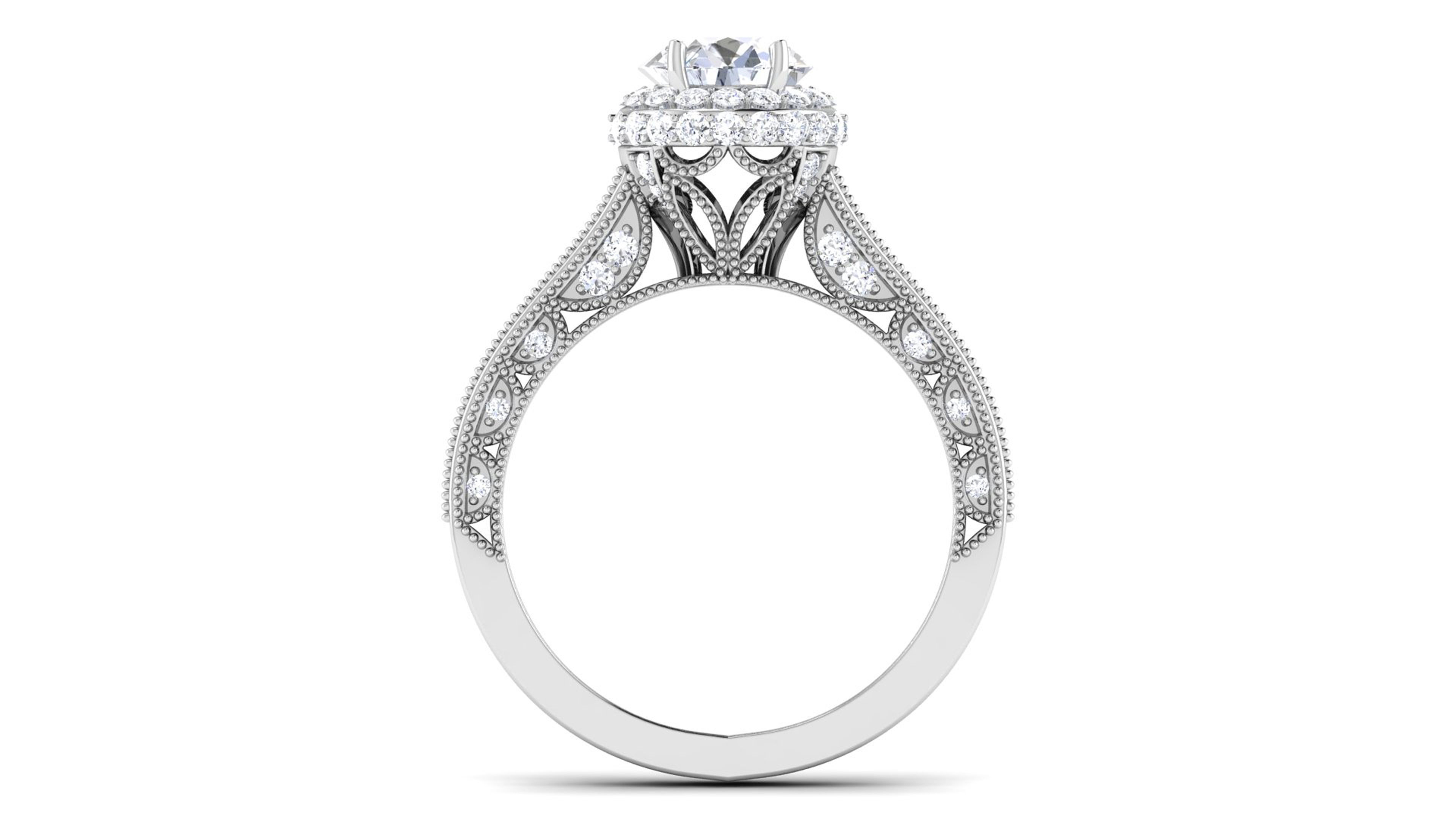 Solitaire Wedding Engagement Halo Ring Bridal Ring 3D print model_3