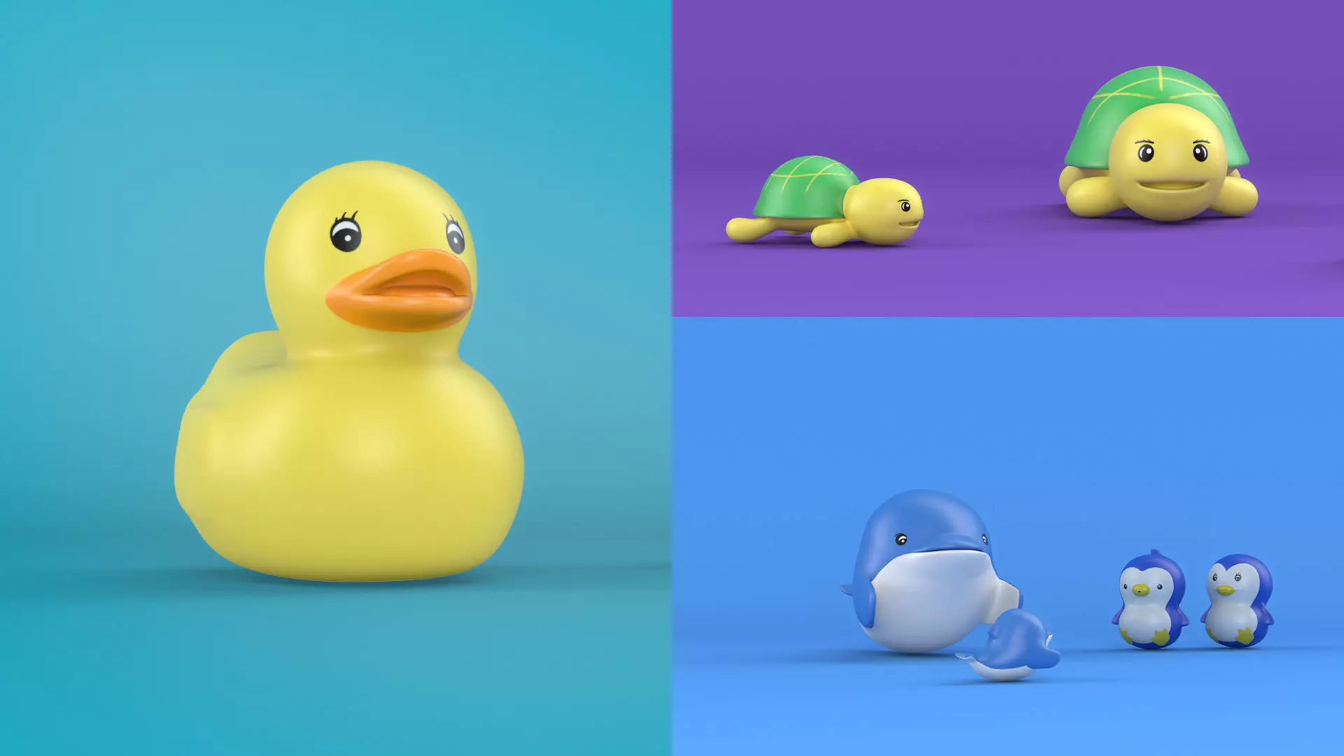 Bath toys Low-poly 3D model_0