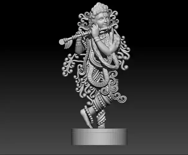  Gold Plated Brass Statue Of Lord Krishna Statue With Flute