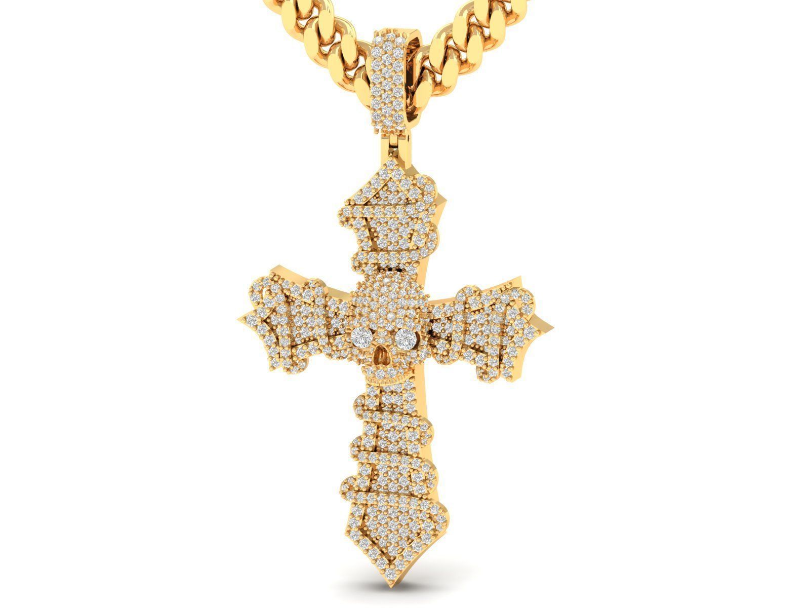 Latest Cross Design with skull in middle 3D print model_6