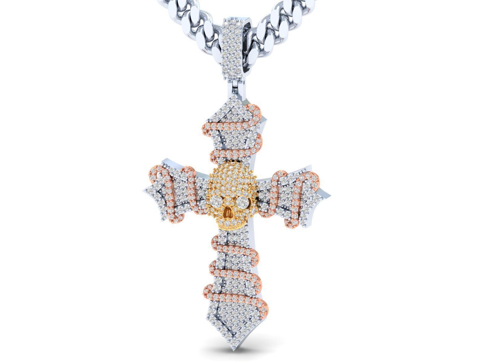 Latest Cross Design with skull in middle 3D print model_5