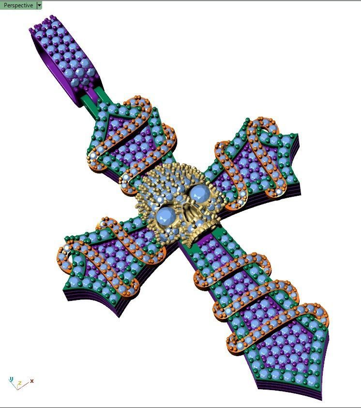 Latest Cross Design with skull in middle 3D print model_1