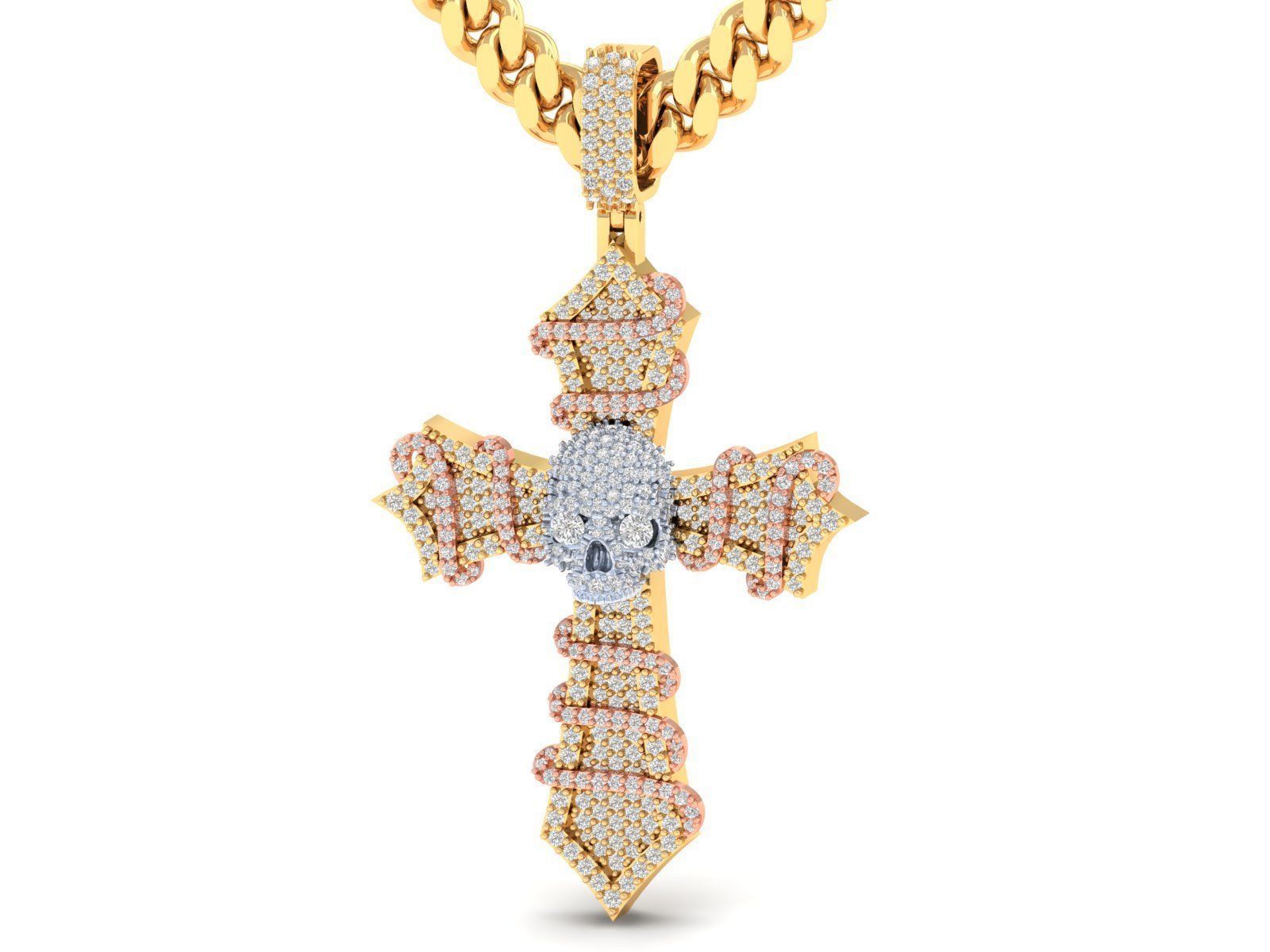 Latest Cross Design with skull in middle 3D print model_4