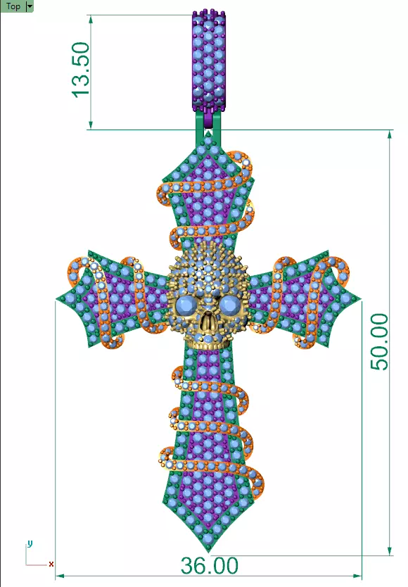 Latest Cross Design with skull in middle 3D print model_0