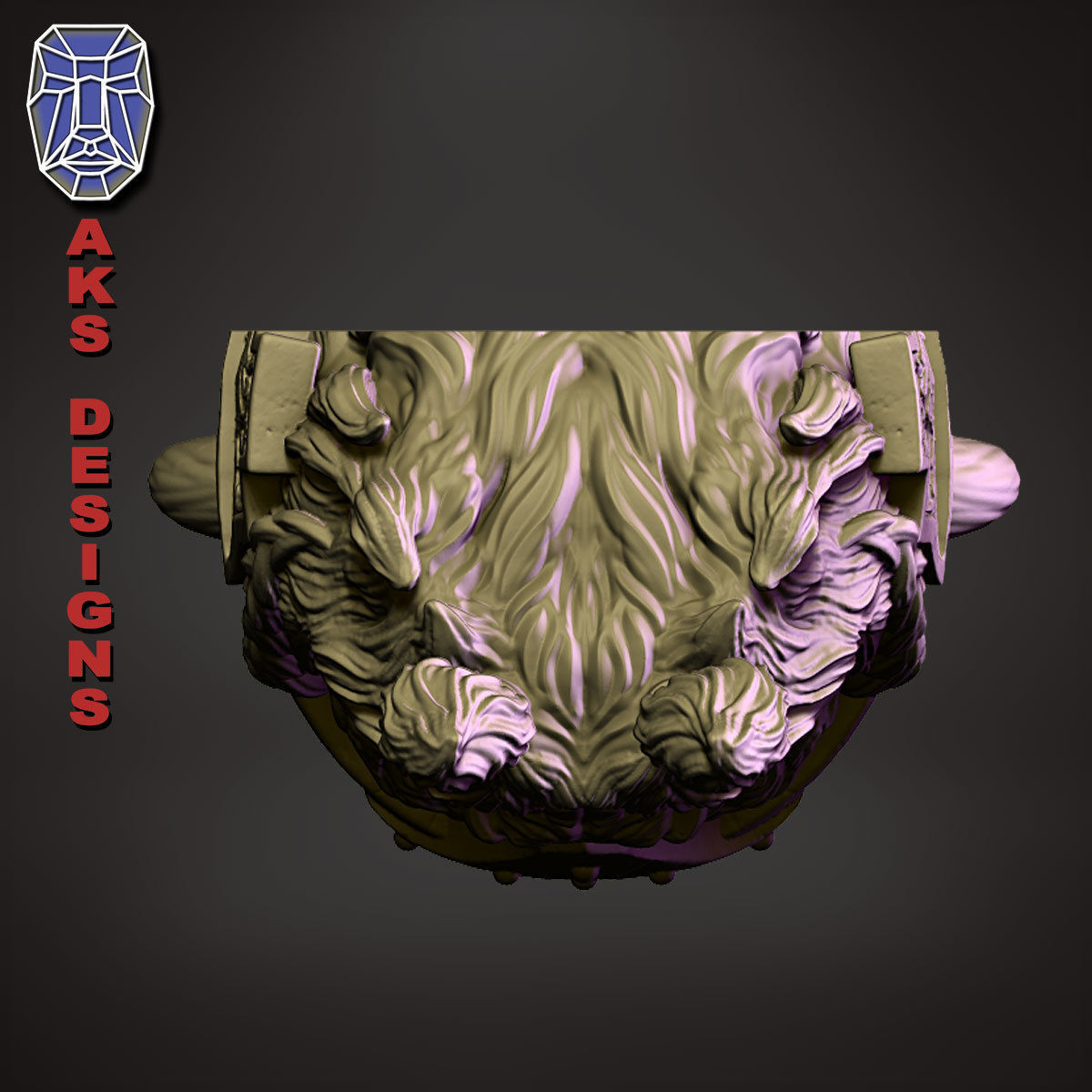 Ancient viking warrior skull v1 Bas relief for wall decoration 3D print model_9