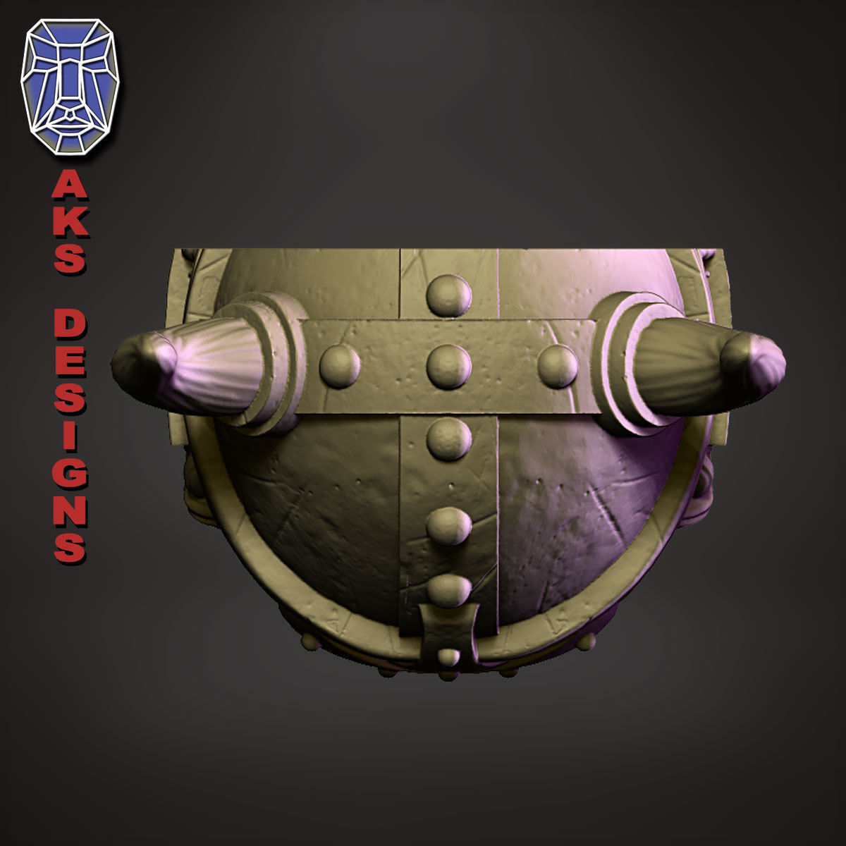 Ancient viking warrior skull v1 Bas relief for wall decoration 3D print model_8