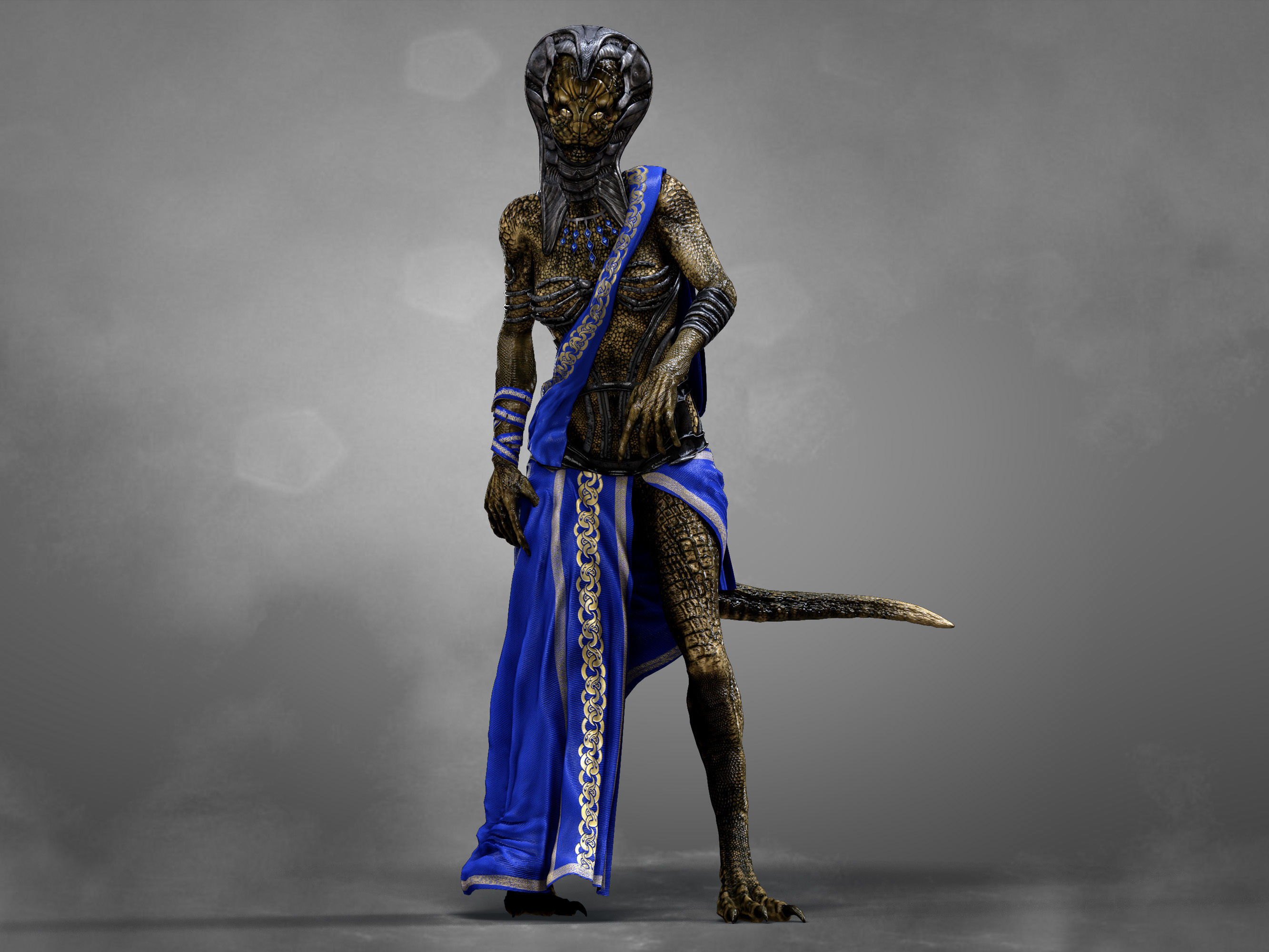 Reptilian Queen  Low-poly 3D model_3