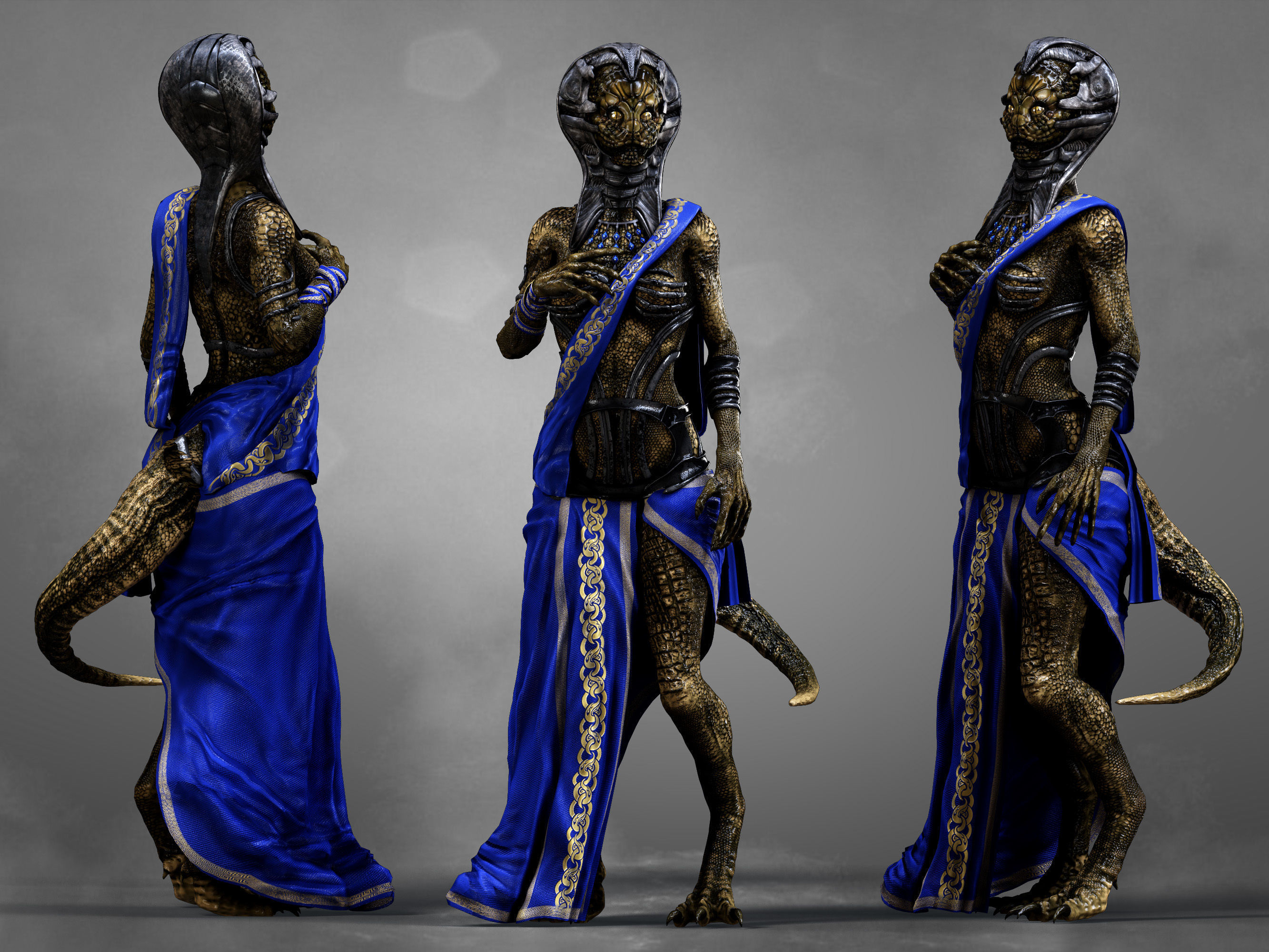 Reptilian Queen  Low-poly 3D model_1
