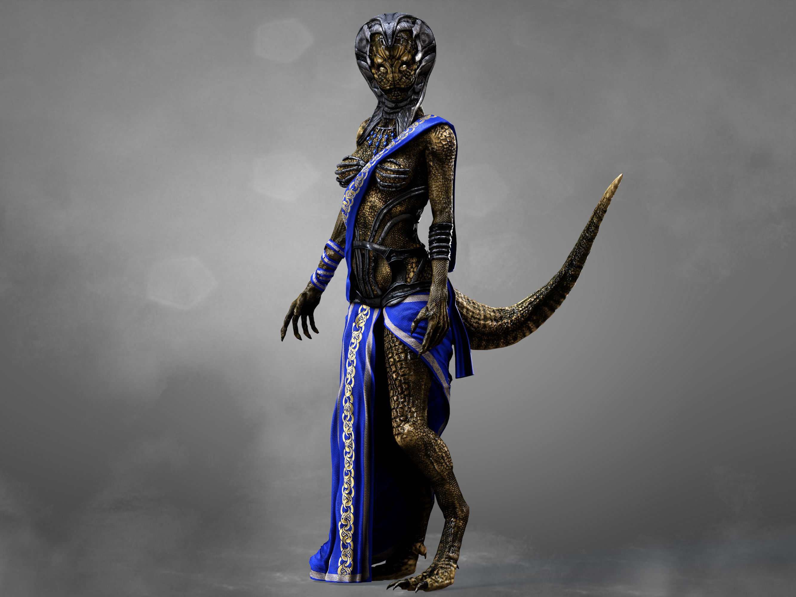 Reptilian Queen  Low-poly 3D model_4