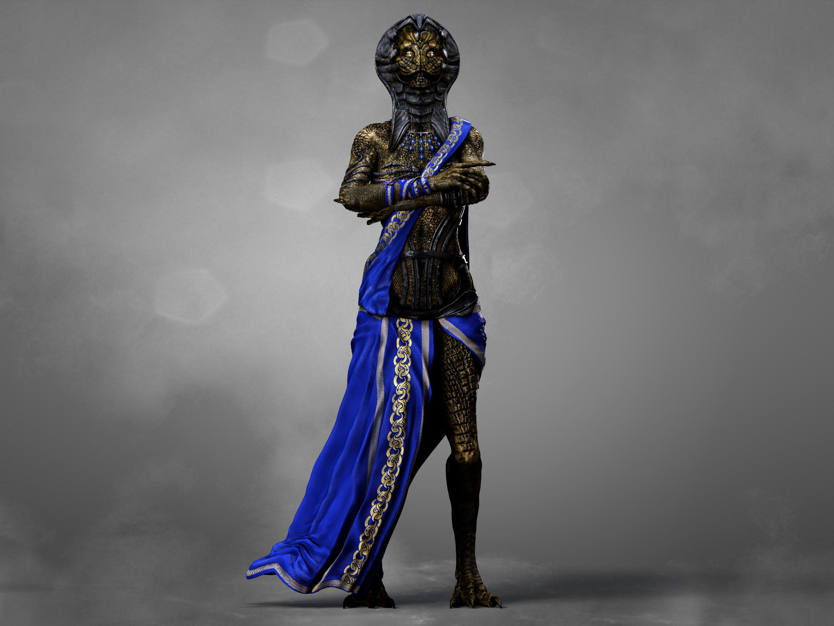 Reptilian Queen  Low-poly 3D model_2