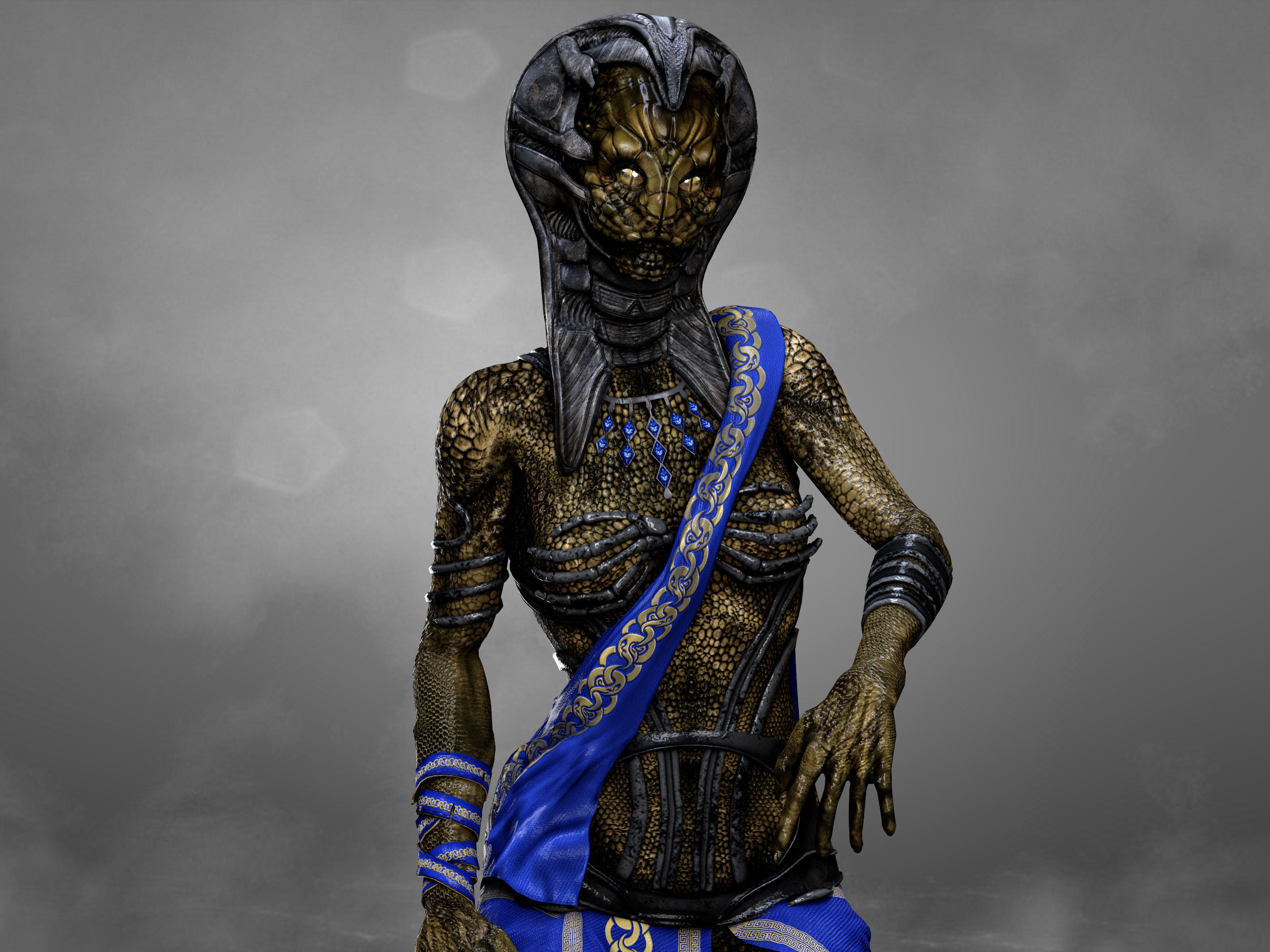 Reptilian Queen  Low-poly 3D model_5