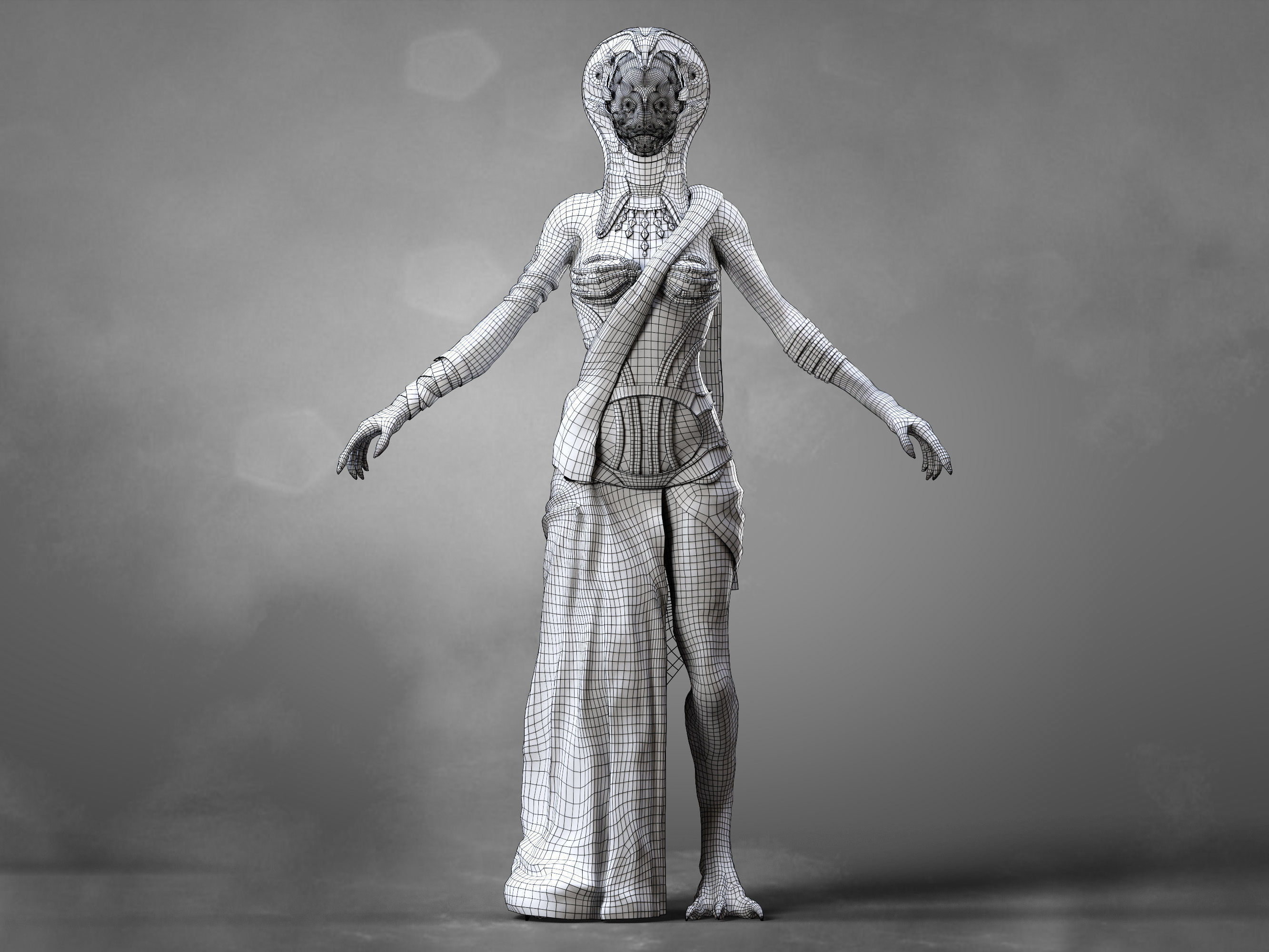 Reptilian Queen  Low-poly 3D model_8