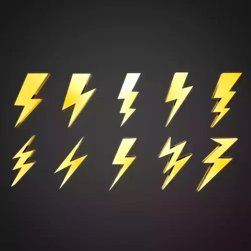 Lightning Bolt Icon Thunderbolt Emoji 3D Collection Low-poly 3D model