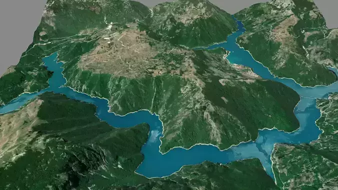 Mountain landscape and city Pluzhine Montenegro