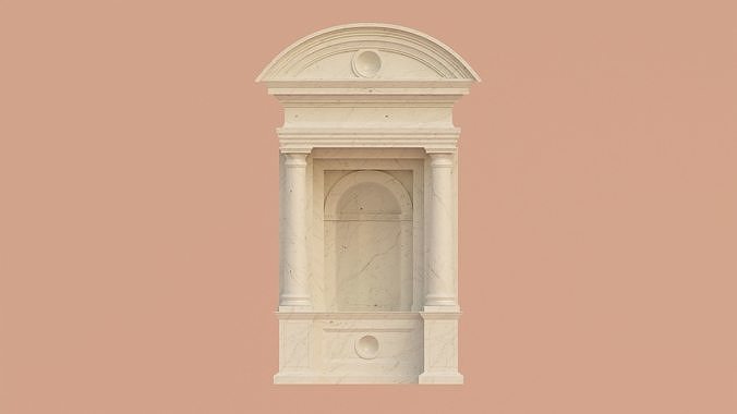 Antique roman altar with carrara marble material S Low-poly 3D model