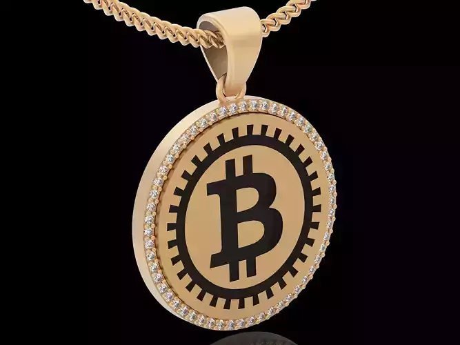 Bitcoin pendant silver gold printable jewelry 3D model