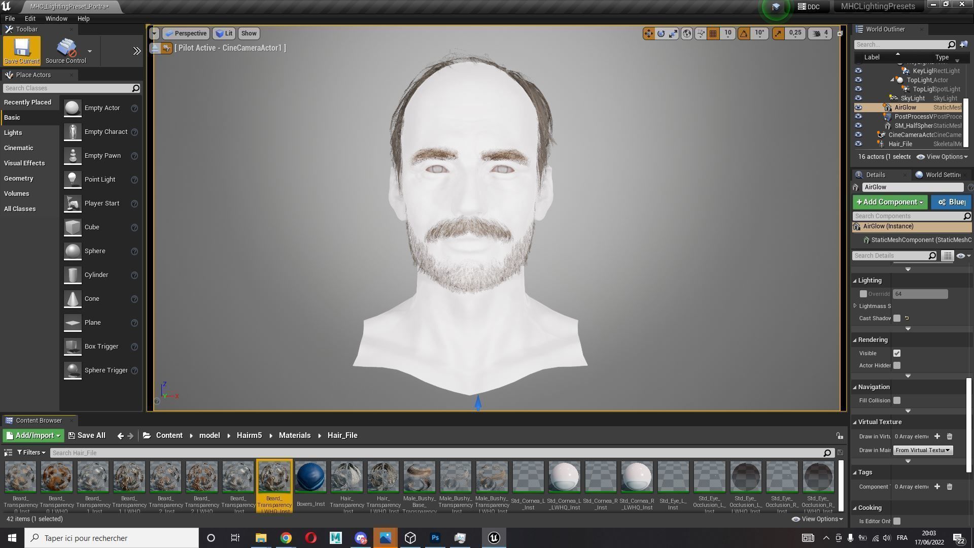 Realistic Hair Beard brows mustache p5 Low-poly 3D model_12