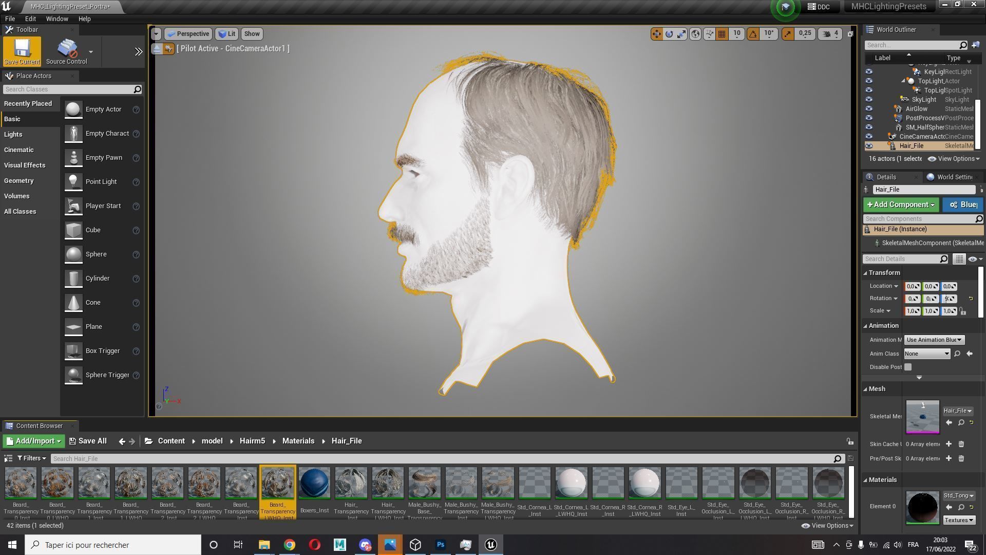 Realistic Hair Beard brows mustache p5 Low-poly 3D model_13