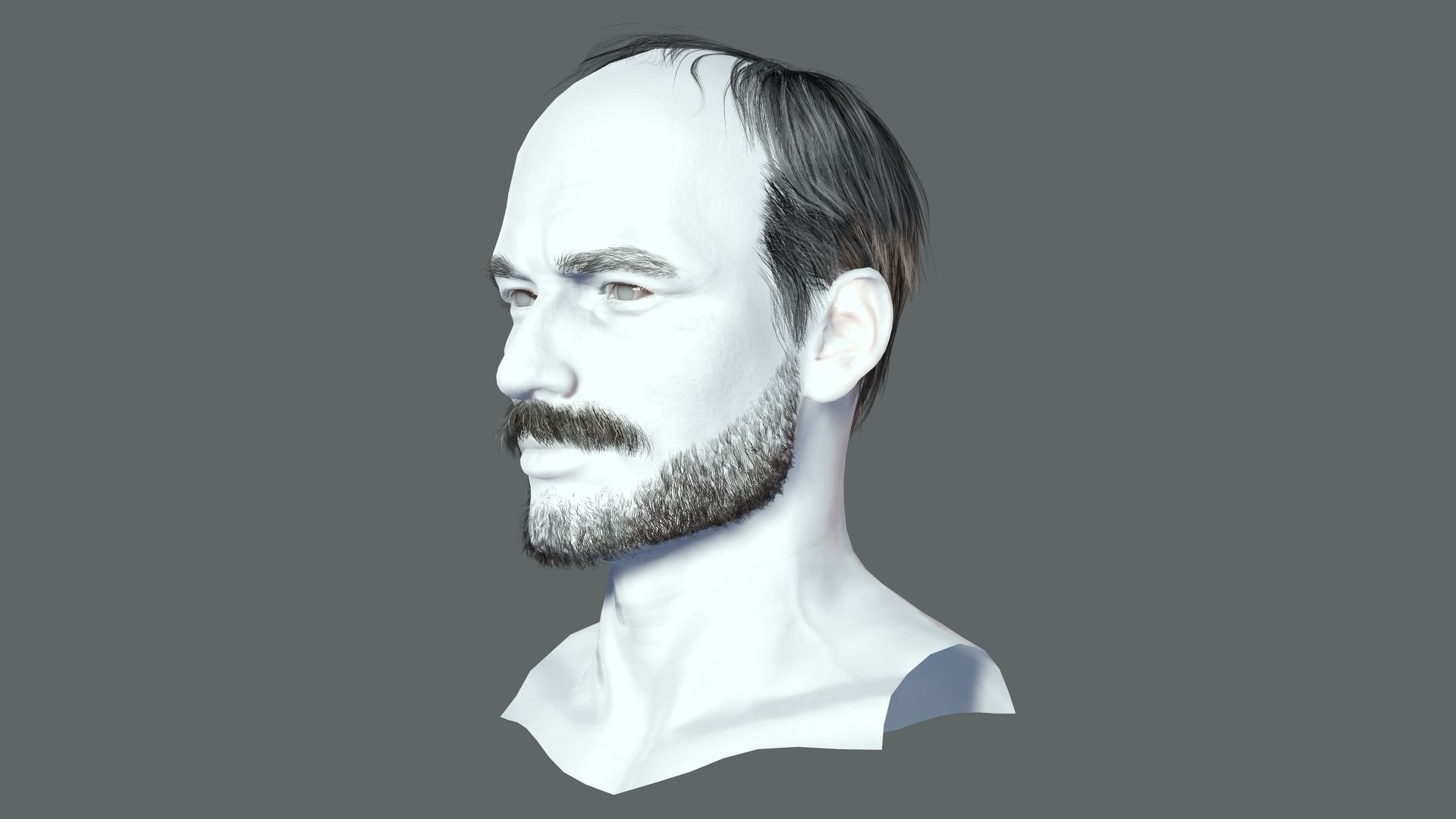 Realistic Hair Beard brows mustache p5 Low-poly 3D model_4