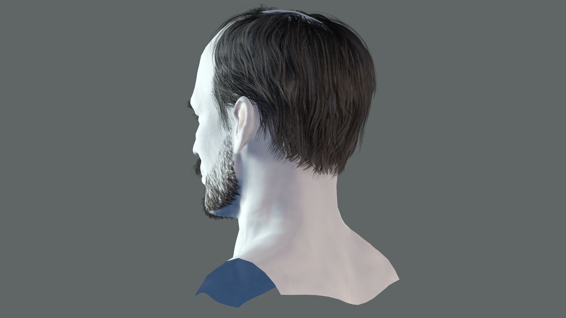 Realistic Hair Beard brows mustache p5 Low-poly 3D model_6