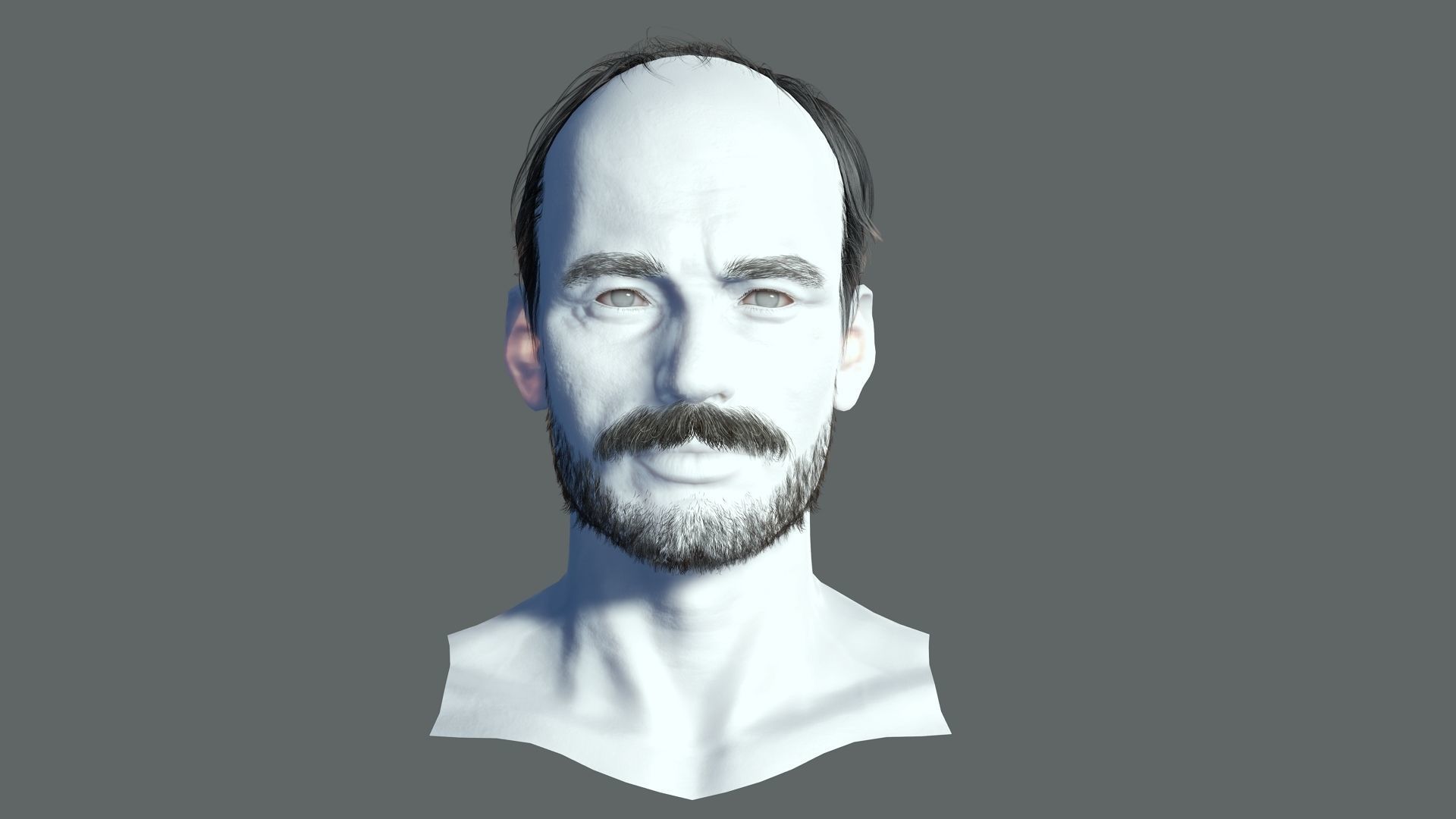 Realistic Hair Beard brows mustache p5 Low-poly 3D model_3