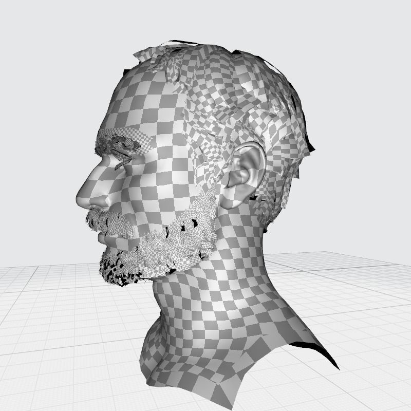 Realistic Hair Beard brows mustache p5 Low-poly 3D model_19