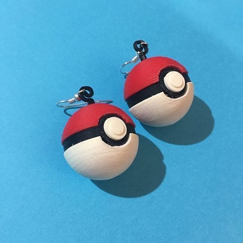 Pokeball Earrings 3D print model