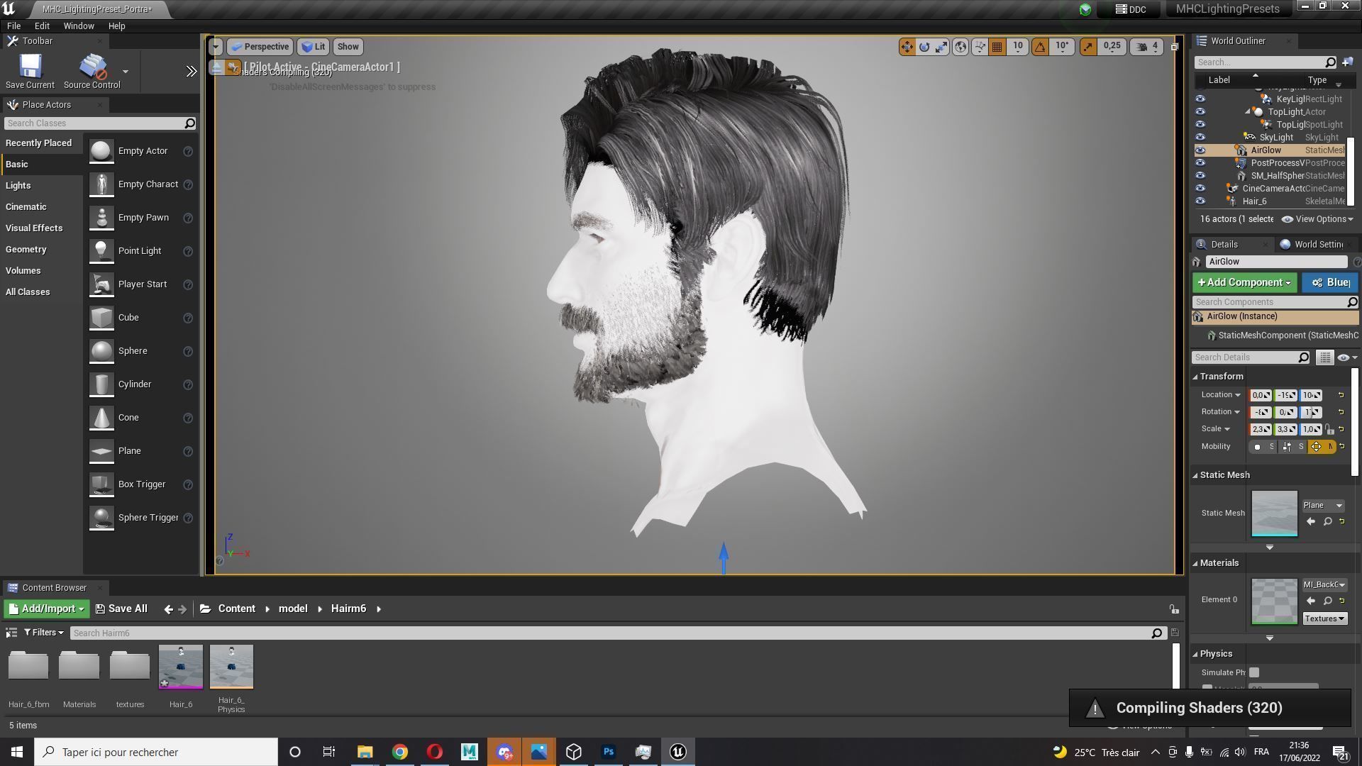 Realistic Hair Beard brows mustache p6 Low-poly 3D model_11