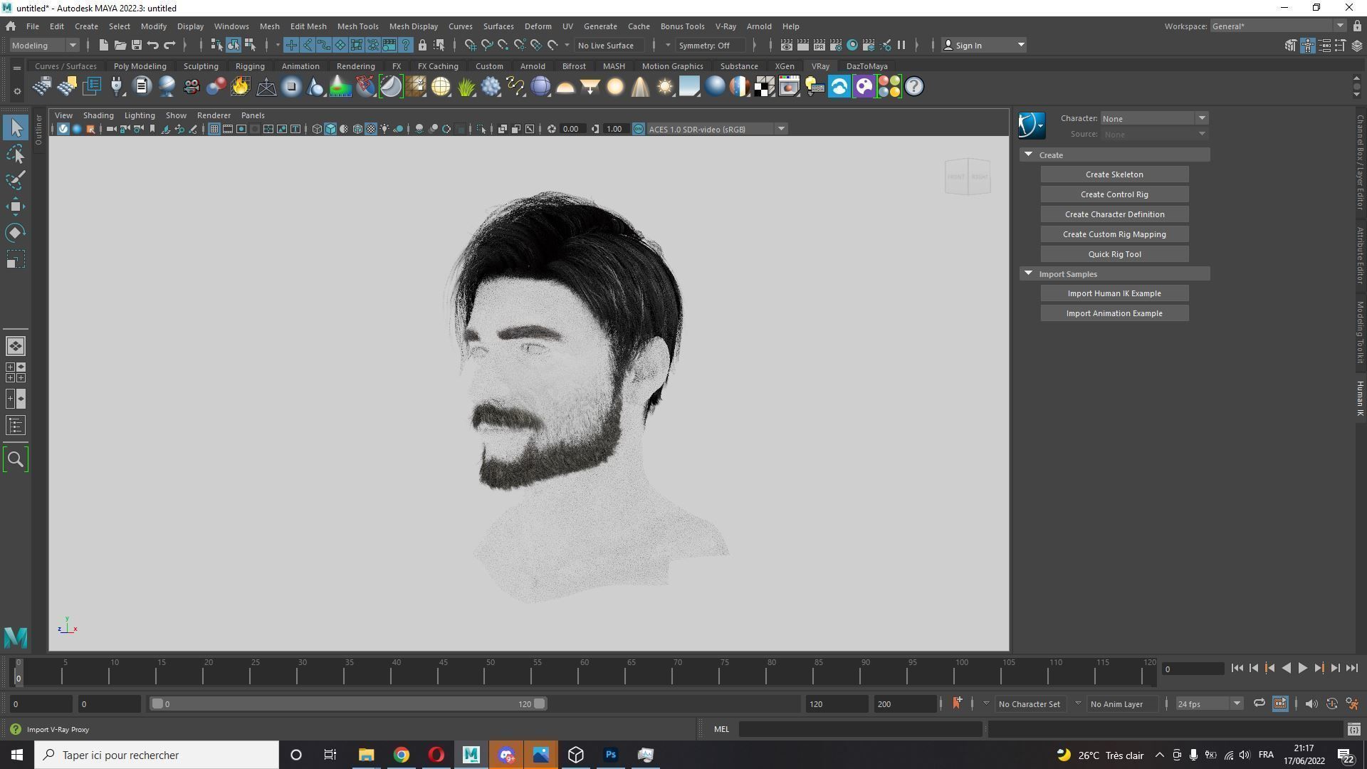 Realistic Hair Beard brows mustache p6 Low-poly 3D model_8