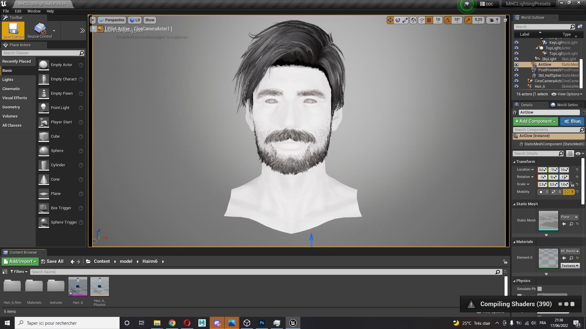 Realistic Hair Beard brows mustache p6 Low-poly 3D model_10