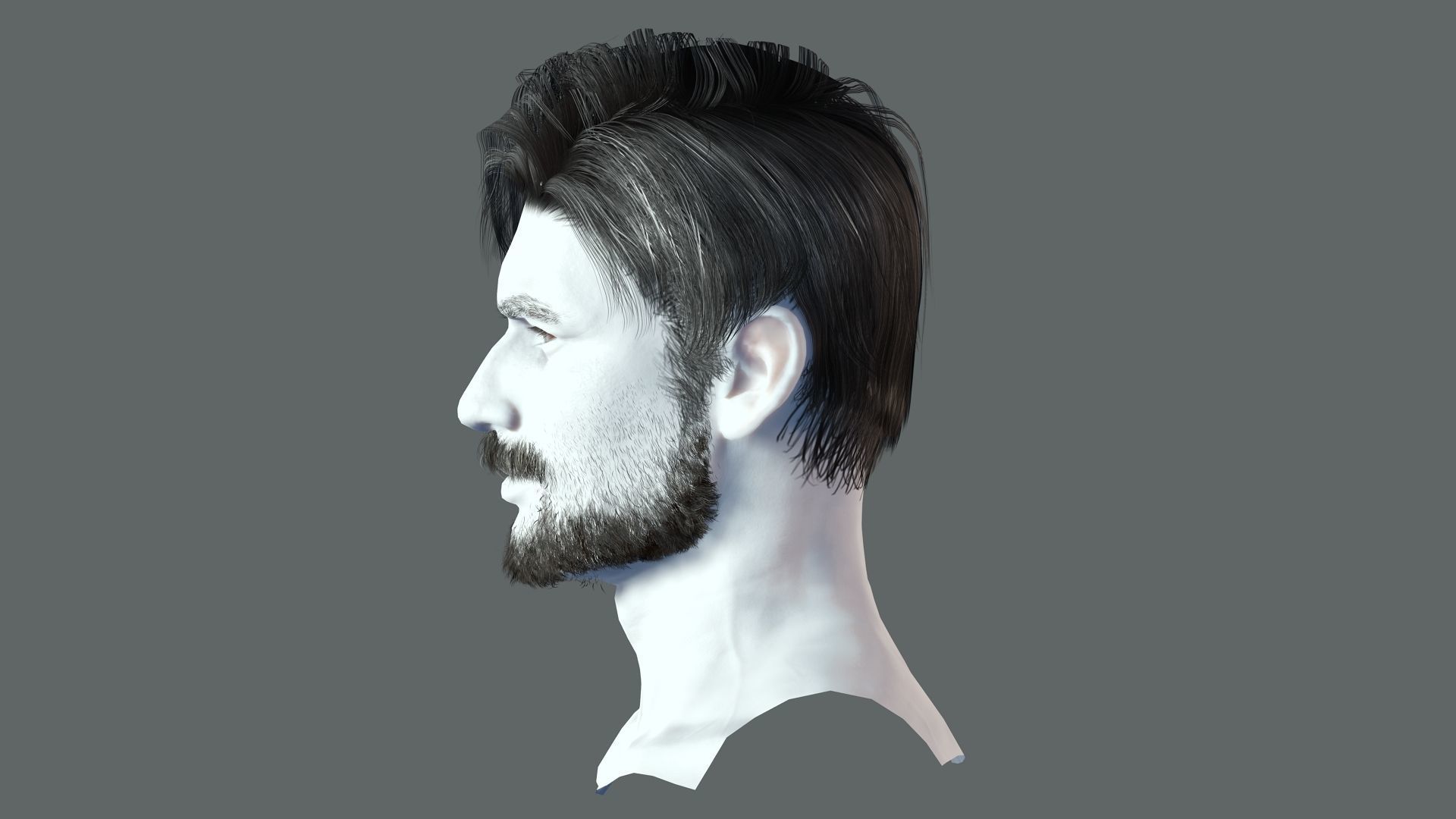 Realistic Hair Beard brows mustache p6 Low-poly 3D model_5